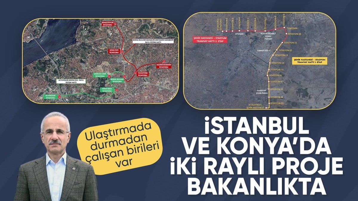 Ulastirma ve Altyapi Bakanligi Istanbul ve Konyada iki rayli sistem